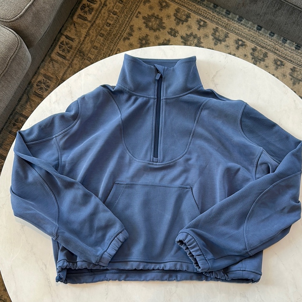 Lululemon ribbed softstreme half zip- pitch blue